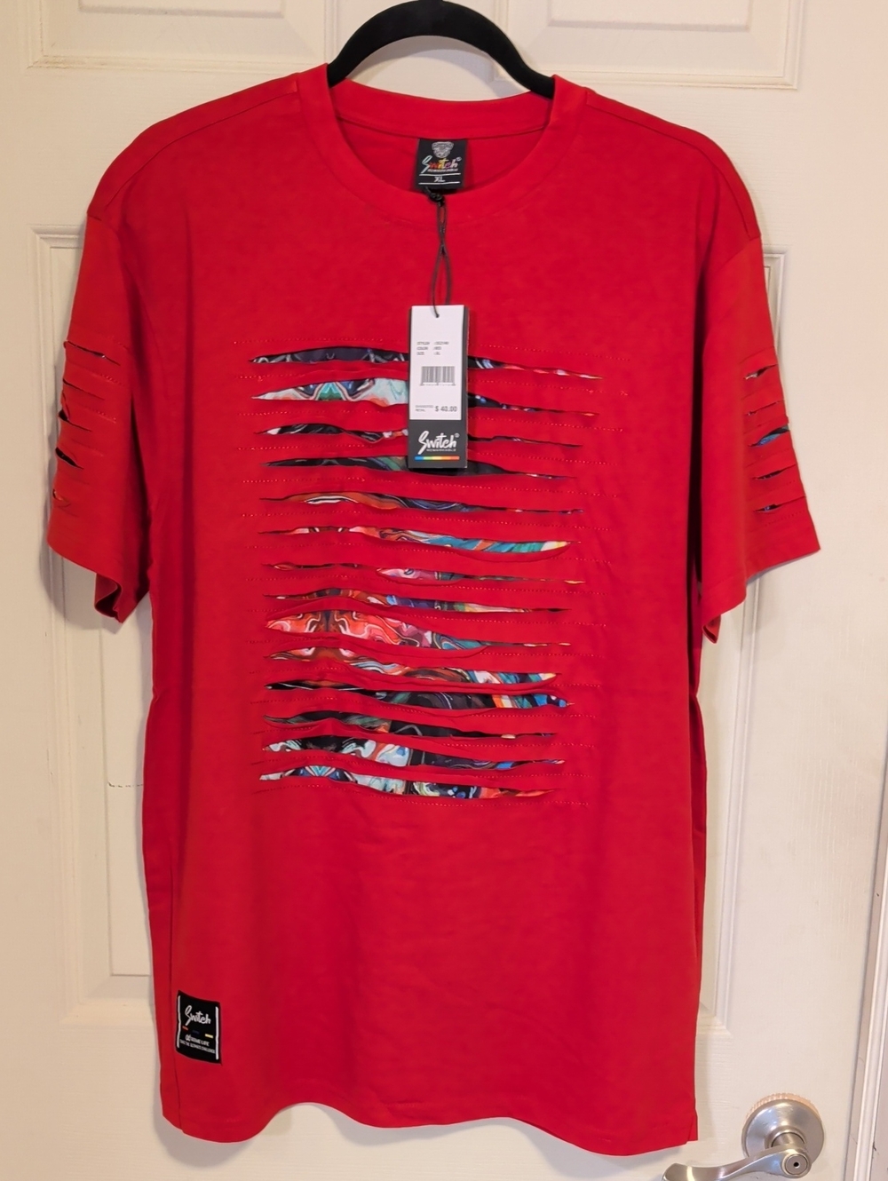 NWT Men's Switch Limited Edition Remarkable Razor Slashed Graphic T-Shirt - Red